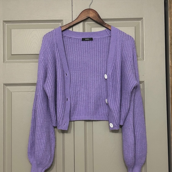 SHEIN Purple Cropped Cardigan - Picture 6 of 7